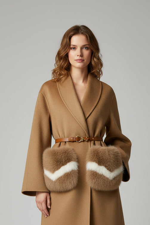 Blusão Feminina de Inverno com Bolsos Toque de Cashmere – (Promoção de Inverno 2026)