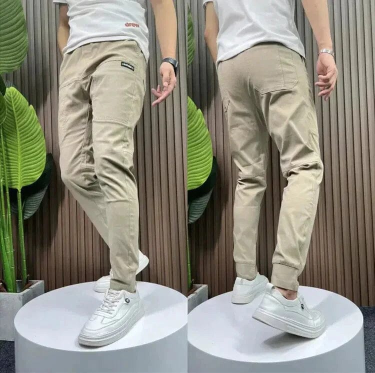 Calça Masculina Cargo Office Slim 6 Bolsos Moda Masculina - 16 A minha loja 36 Khaki