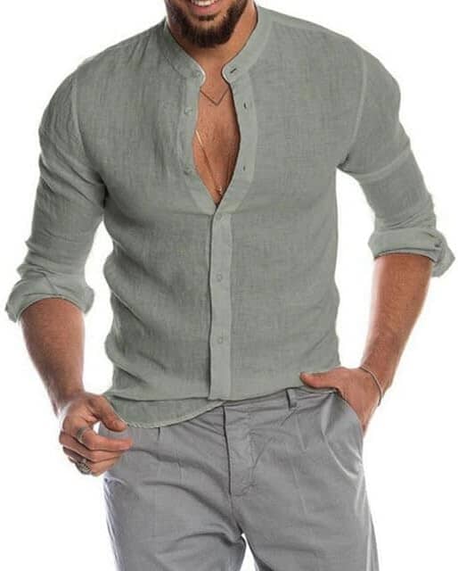 Camisa de Linho Premium Masculino MASCULINO - ROUPAS - CAMISETA 3 Dm Stores Cinza P