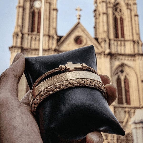 Conjunto 3 Pulseiras Crucifixo PAI NOSSO Joias & Acessórios (Pulseira 2) Dm Stores