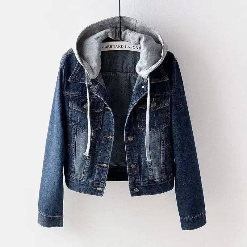 Jaqueta Jeans Feminina Com Capuz FEMININO - VESTUÁRIO - JAQUETA JEANS 2 Dm Stores Jeans Escuro P