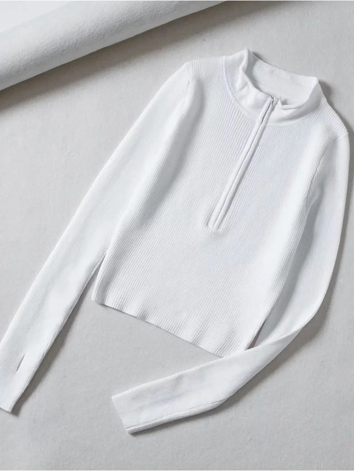 Suéter Feminino com Zíper e Gola Alta | ZipCozy Roupas (Suéter Feminino 1) Dm Stores P Branco