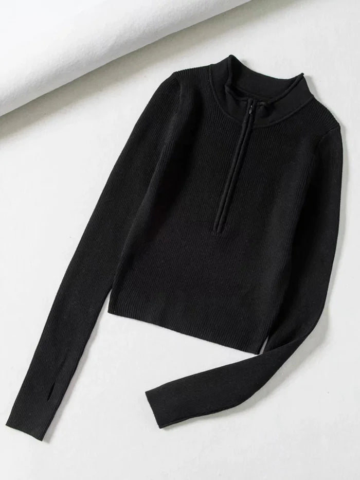 Suéter Feminino com Zíper e Gola Alta | ZipCozy Roupas (Suéter Feminino 1) Dm Stores P Preto