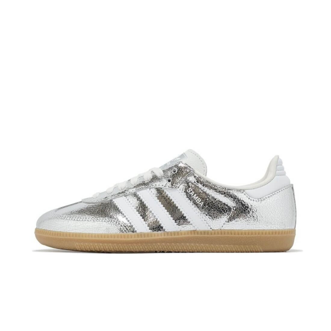 Tênis Adidas Samba OG Silver Metallic Cracked Leather - JR0035 Tênis Adidas Samba OG Silver Metallic Cracked Leather - JR0035 Dm Stores