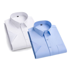 Camisa Empresarial SlimFit Premium [Pague1 Leve2] MASCULINO - ROUPAS - CAMISETA 4 Dm Stores Branco+Azul P 