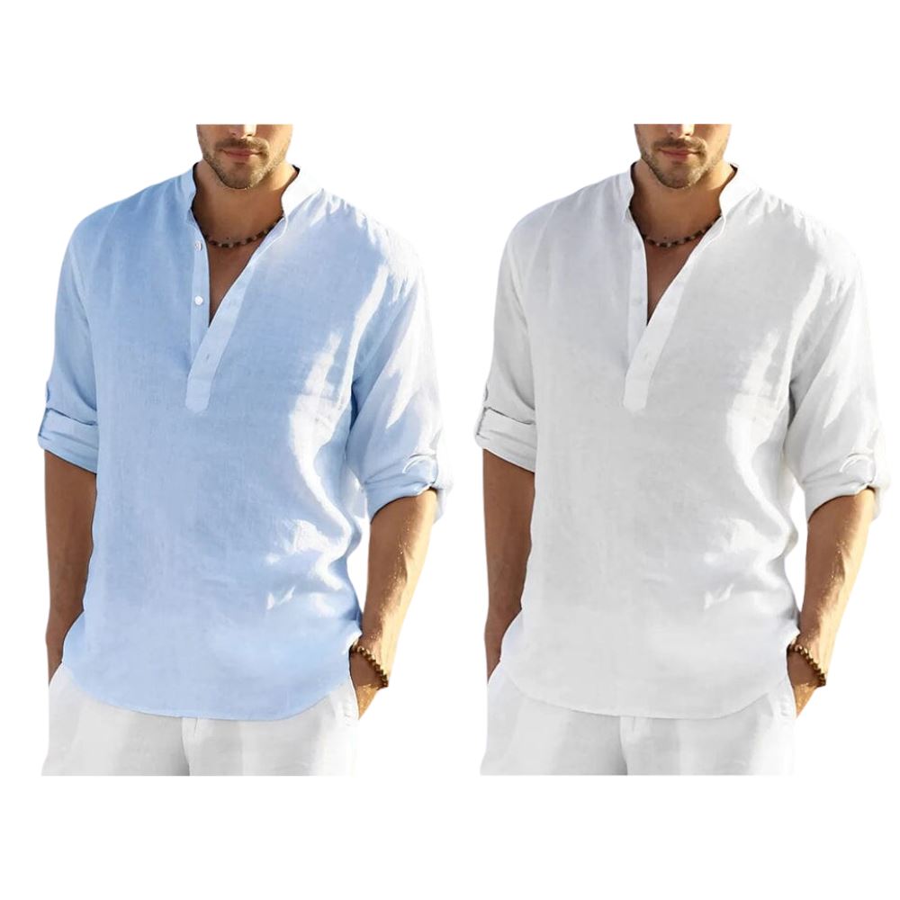 Camisa Masculina Bata Panamá [COMPRE 1 LEVE 2] Roupas (Camisa Masculina 2) Dm Stores P Azul/Branca 