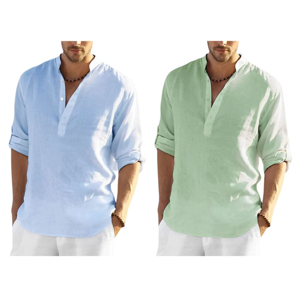 Camisa Masculina Bata Panamá [COMPRE 1 LEVE 2] Roupas (Camisa Masculina 2) Dm Stores P Azul/Verde 