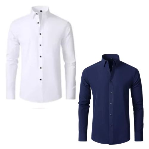 Camisa Social Ultra Tech - Compre 1 Leve 2 MASCULINO - VESTUÁRIO - CAMISA ULTRA TECH Dm Stores Branco Azul Marinho P
