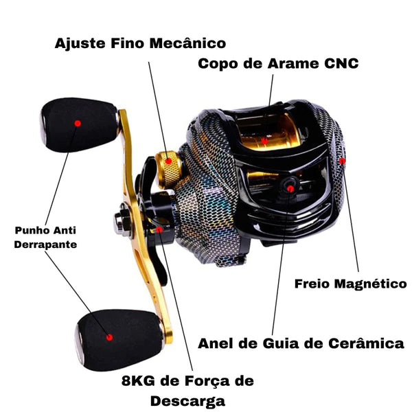 Carretilha de Pesca Linnhue + Brinde Exclusivo Esportes (Carretilha de Pesca 8) Dm Stores 