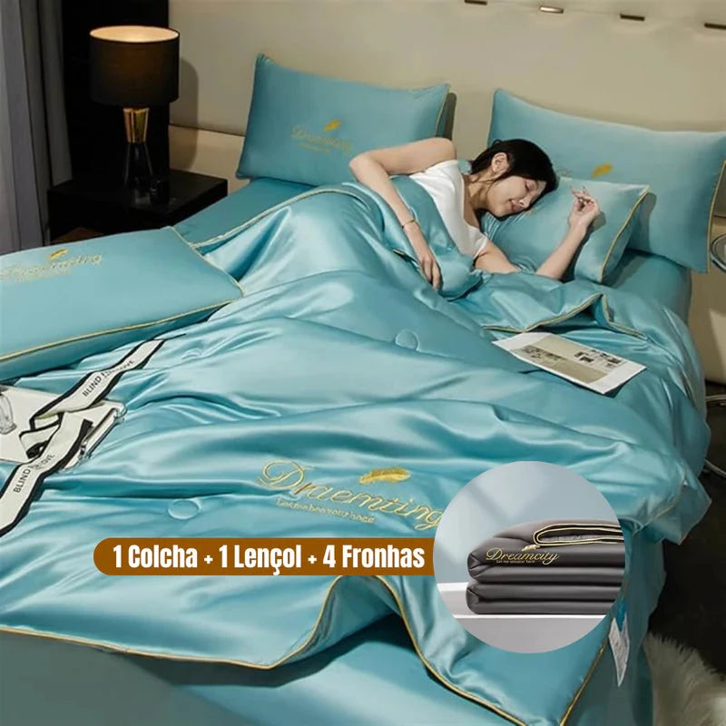 Conjunto de Cama de Seda Gelada Para o Verão [Compre 1 Leve 2] UNISSEX - CASA - CAMA, MESA & BANHO - CONJUNTO DE CAMA Dm Stores 