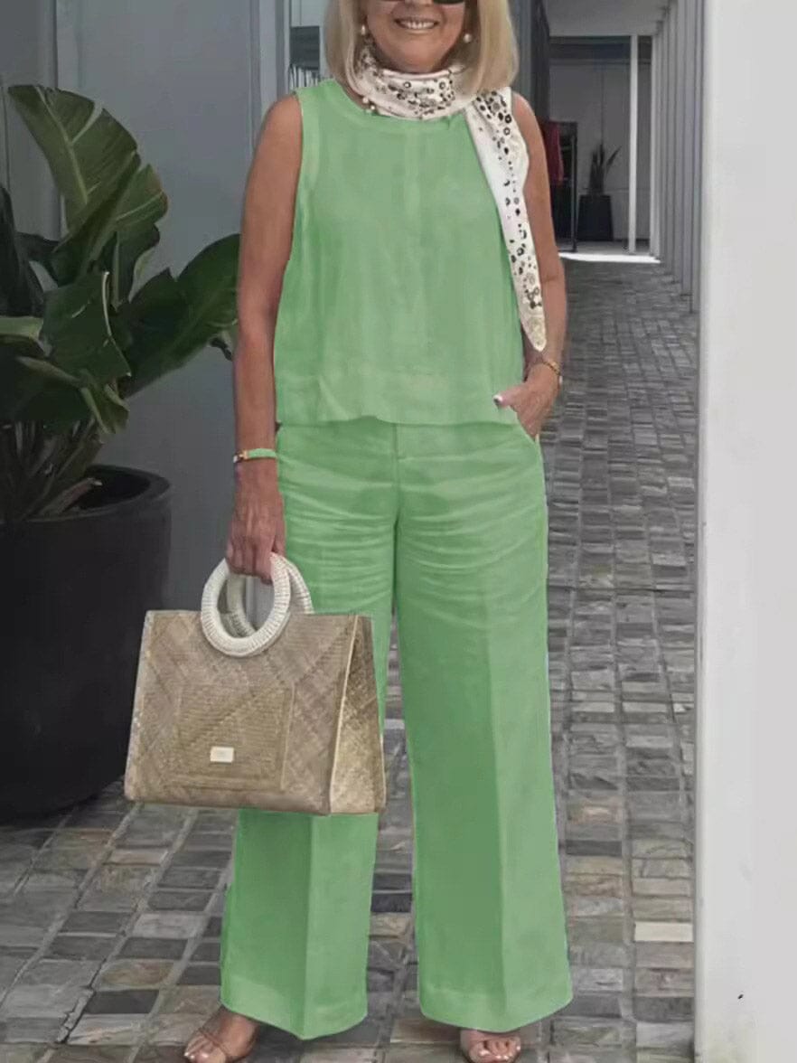 Conjunto Feminino Renata - 100% Algodão FEMININO - ROUPAS - CONJUNTO BLUSA 2 Dm Stores Verde P 