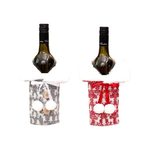 Encantos de Natal - Roupa Festiva para Garrafa de Vinho [Compre 1 Leve 2] UNISSEX - DECORAÇAO - CAPA DE VINHO NATALINO 1 Dm Stores Branco/Vermelho 