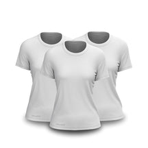 Kit 3 Camisetas Tecnológicas Femininas FitneSmart - Anti Suor FEMININO - ROUPAS - CAMISETA 3 Dm Stores 3 Brancas P 