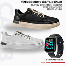 Tênis de Couro Masculino - Kit 2 Pares [Brinde Smartwatch] MASCULINO - CALÇADOS - TENIS 14 Dm Stores KIT PRETO / BRANCO + Smartwatch Brinde 37 