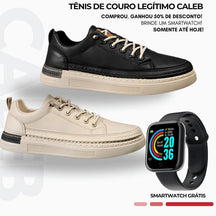 Tênis de Couro Masculino - Kit 2 Pares [Brinde Smartwatch] MASCULINO - CALÇADOS - TENIS 14 Dm Stores KIT PRETO / CAQUI + Smartwatch Brinde 37 