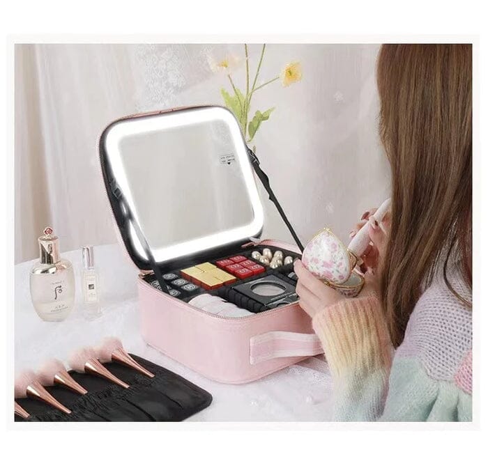 Bolsa para Maquiagem Make Pro com Espelho e Luz de Led Saúde & Beleza (Maquiagem 6) Dm Stores 