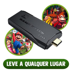 Super Game Stick Retrô - 10.000 Jogos 4K + 2 Controles de Brinde